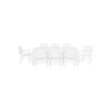 Set ESCALE 8 scaune si masa dreptunghiulara,alb