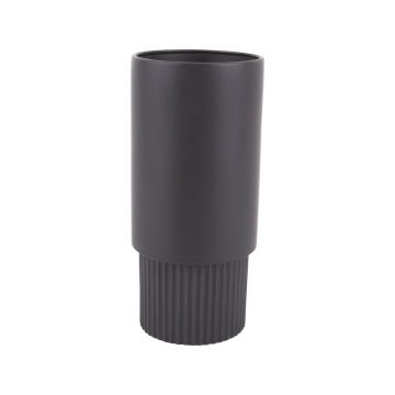 Ghiveci din ceramică PT LIVING Ribbed, înălțime 26 cm, negru