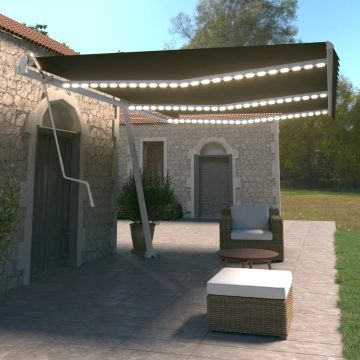 vidaXL Copertină automată cu senzor vânt & LED, antracit, 600x350 cm vidaXL Copertină automată cu senzor vânt & LED, antracit, 600x350 cm