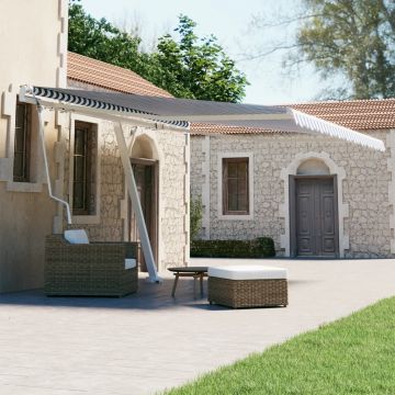 vidaXL Copertină autonomă retractabilă automat albastru&alb 400x300 cm vidaXL Copertină autonomă retractabilă automat albastru&alb 400x300 cm
