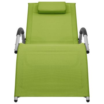 vidaXL Șezlong din textilenă, verde și gri