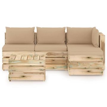vidaXL Set mobilier grădină cu perne, 5 piese, lemn verde tratat vidaXL Set mobilier grădină cu perne, 5 piese, lemn verde tratat
