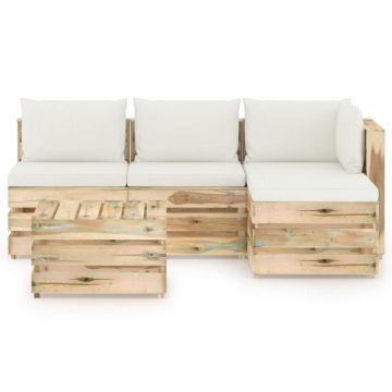 vidaXL Set mobilier grădină cu perne, 5 piese, lemn verde tratat vidaXL Set mobilier grădină cu perne, 5 piese, lemn verde tratat