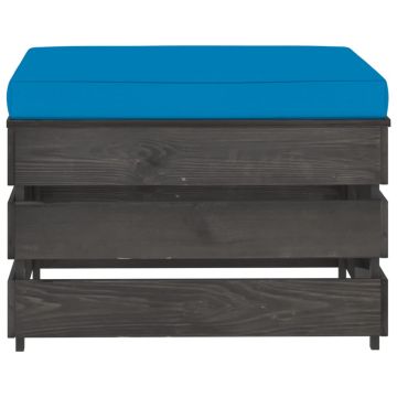 vidaXL Taburet modular cu pernă, gri, lemn tratat vidaXL Taburet modular cu pernă, gri, lemn tratat