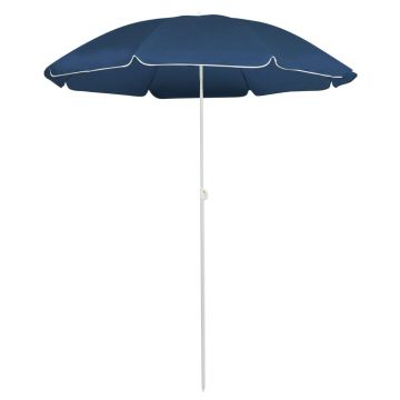 vidaXL Umbrelă de soare de grădină, stâlp din oțel, albastru, 180 cm