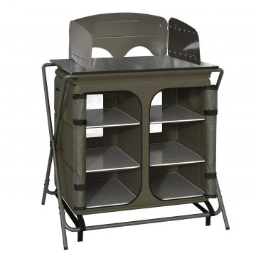 Outsunny Masa de camping tip dulap, Pliabila, Geanta de calatorie, 94x57x109cm, Verde