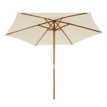 Outsunny Umbrelă de Soare pentru Grădină cu Suport din Lemn, Design Elegant, 2.5x2.3m, Crem, Protecție UV | Aosom Romania