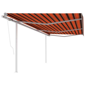 vidaXL Copertină retractabilă automat, stâlpi, portocaliu&maro, 6x3 m