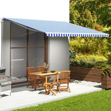 vidaXL Pânză de rezervă copertină, albastru și alb, 5x3,5 m vidaXL Pânză de rezervă copertină, albastru și alb, 5x3,5 m