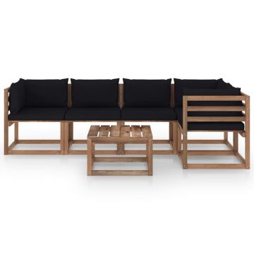 vidaXL Set mobilier de grădină cu perne, 6 piese, lemn pin tratat