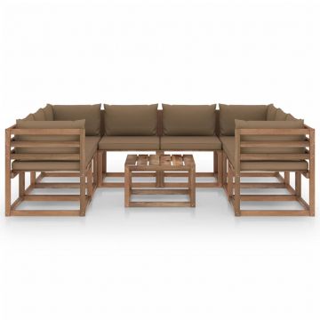 vidaXL Set mobilier de grădină cu perne gri taupe, 9 piese