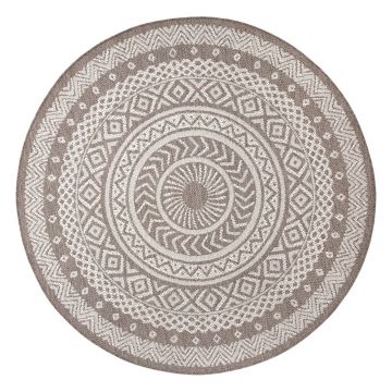 Covor exterior Ragami Round, ø 120 cm, maro - bej