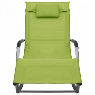 vidaXL Șezlong, verde și gri, textilenă