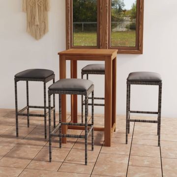 vidaXL Set mobilier bar de grădină cu perne, 5 piese, gri
