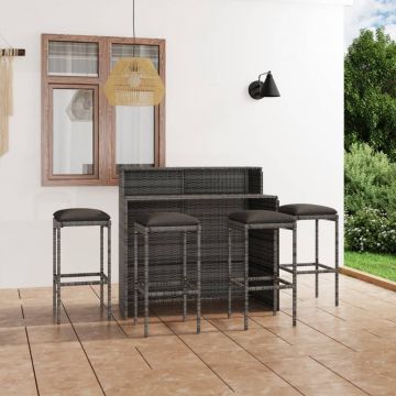 vidaXL Set mobilier bar de grădină cu perne, 5 piese, gri