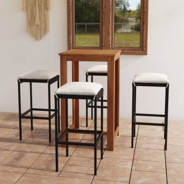 vidaXL Set mobilier bar de grădină cu perne, 5 piese, negru