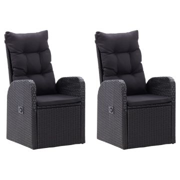 vidaXL Set mobilier de grădină, 3 piese, negru