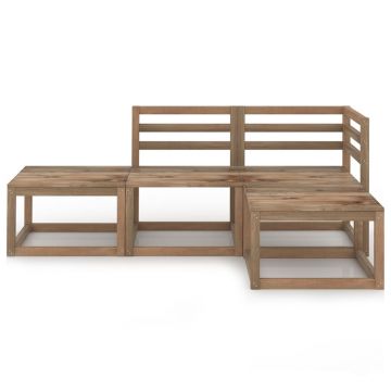 vidaXL Set mobilier de grădină, 4 piese, maro, lemn de pin tratat
