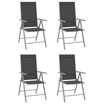 vidaXL Set mobilier de grădină, 5 piese, argintiu și negru, aluminiu