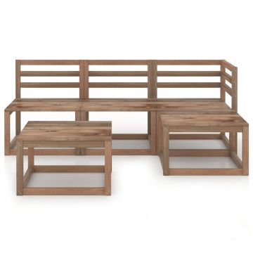 vidaXL Set mobilier de grădină, 5 piese, maro, lemn de pin tratat