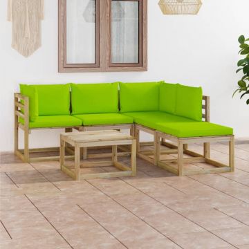 vidaXL Set mobilier de grădină cu perne verde aprins, 6 piese