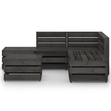 vidaXL Set mobilier de grădină, 6 piese, gri, lemn de pin tratat