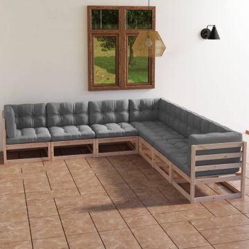 vidaXL Set mobilier de grădină, 7 piese, cu perne, lemn masiv de pin