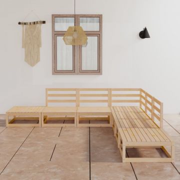 vidaXL Set mobilier de grădină, 7 piese, lemn masiv de pin