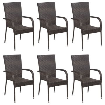 vidaXL Set mobilier de grădină, 7 piese, maro, poliratan