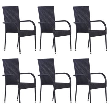 vidaXL Set mobilier de grădină, 7 piese, negru, poliratan