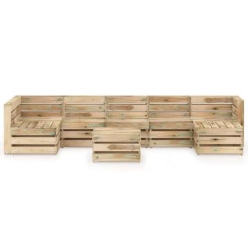 vidaXL Set mobilier de grădină, 8 piese, lemn de pin verde tratat