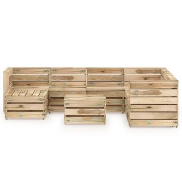 vidaXL Set mobilier de grădină, 8 piese, lemn de pin verde tratat