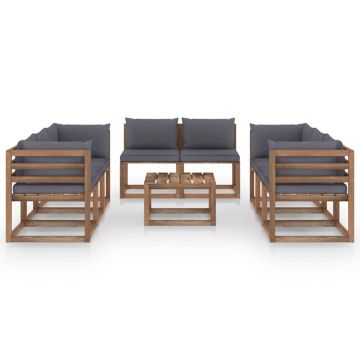 vidaXL Set mobilier de grădină, 9 piese, cu perne antracit