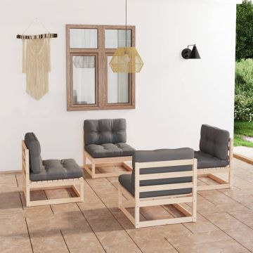 vidaXL Set mobilier de grădină cu perne, 4 piese, lemn masiv de pin