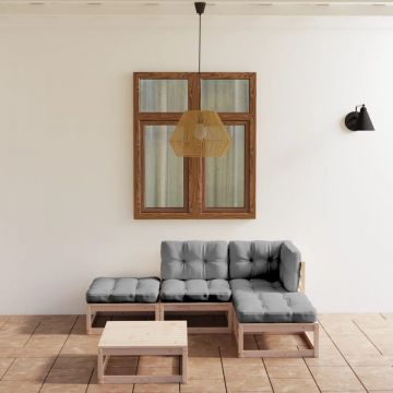 vidaXL Set mobilier de grădină, 5 piese, cu perne, lemn masiv de pin