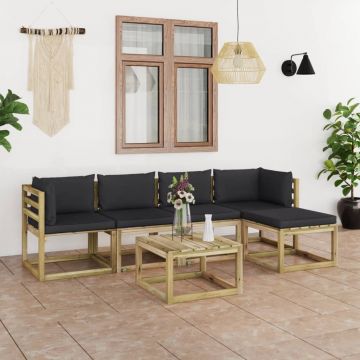 vidaXL Set mobilier grădină paleți cu perne 5 piese lemn pin impregnat
