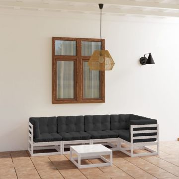 vidaXL Set mobilier de grădină cu perne, 6 piese, lemn masiv de pin