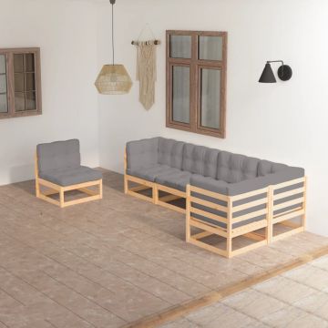 vidaXL Set mobilier de grădină cu perne, 6 piese, lemn masiv de pin