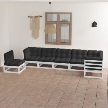 vidaXL Set mobilier de grădină cu perne, 7 piese, lemn masiv de pin