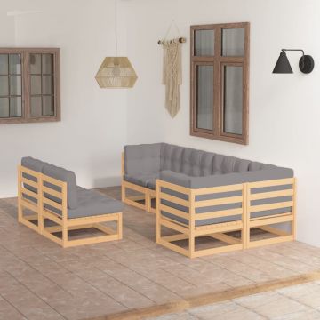vidaXL Set mobilier de grădină, 7 piese, cu perne, lemn masiv de pin