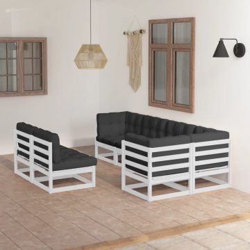 vidaXL Set mobilier de grădină cu perne, 7 piese, lemn masiv de pin