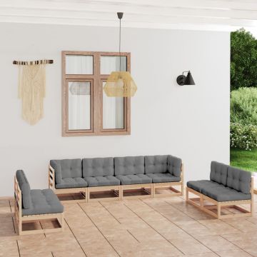 vidaXL Set mobilier de grădină din 8 piese, lemn masiv de pin