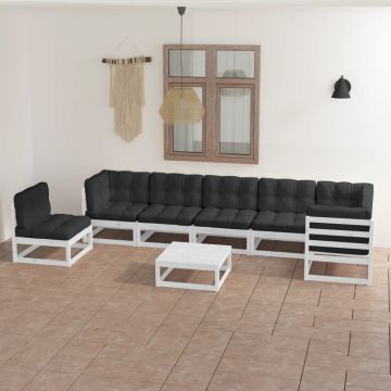 vidaXL Set mobilier de grădină cu perne, 8 piese, lemn masiv de pin