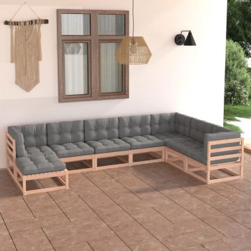 vidaXL Set mobilier de grădină cu perne, 8 piese, lemn masiv de pin