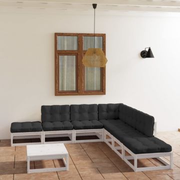 vidaXL Set mobilier de grădină cu perne, 8 piese, lemn masiv pin