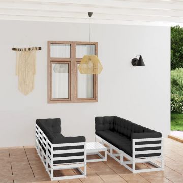 vidaXL Set mobilier de grădină cu perne, 9 piese, lemn masiv de pin