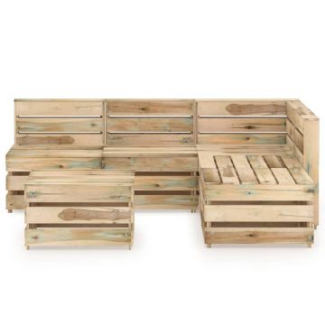 vidaXL Set mobilier grădină, 6 piese, lemn de pin verde tratat