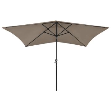 vidaXL Umbrelă de soare cu stâlp din oțel & LED-uri, gri taupe, 2x3 m