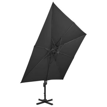 vidaXL Umbrelă suspendată cu înveliș dublu, negru, 300x300 cm