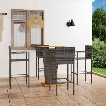 vidaXL Set mobilier bar de grădină, 5 piese, gri